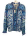 Hale Bob Size Medium Blue & Green Cotton Long Sleeve Mixed Print Lace Trim Top Blue & Green / Medium