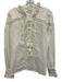 Hale Bob Size Large White Cotton Long Sleeve Swiss Dot eyelet Tie Neck Top White / Large
