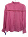 Hale Bob Size Large Pink Cotton Long Sleeve Swiss Dot eyelet Tie Neck Top Pink / Large