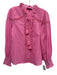 Hale Bob Size Large Pink Cotton Long Sleeve Swiss Dot eyelet Tie Neck Top Pink / Large