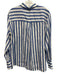 Boden Size 8 Blue & White Linen Long Sleeve Striped Button Front Collar Top Blue & White / 8