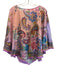Johnny Was Size S/M Pink, Purple, Green Silk Half Sleeve Floral Poncho Top Pink, Purple, Green / S/M