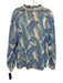 Sail To Sable Size Medium Blue & White Cotton Long Sleeve Leaves Fringe Top Blue & White / Medium