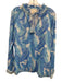 Sail To Sable Size Medium Blue & White Cotton Long Sleeve Leaves Fringe Top Blue & White / Medium