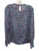Banjanan Size Medium Pink, Green, Navy Cotton Long Sleeve Floral Ruffle Top Pink, Green, Navy / Medium
