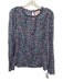 Banjanan Size Medium Pink, Green, Navy Cotton Long Sleeve Floral Ruffle Top Pink, Green, Navy / Medium