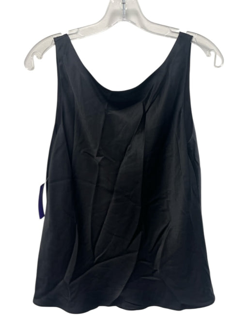 Lafayette 148 Size Large Black Silk Sleeveless Satin Top Black / Large