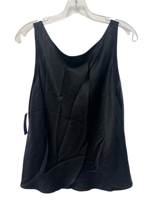 Lafayette 148 Size Large Black Silk Sleeveless Satin Top Black / Large