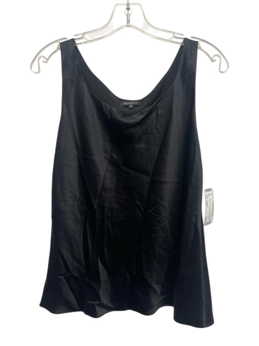 Lafayette 148 Size Large Black Silk Sleeveless Satin Top Black / Large