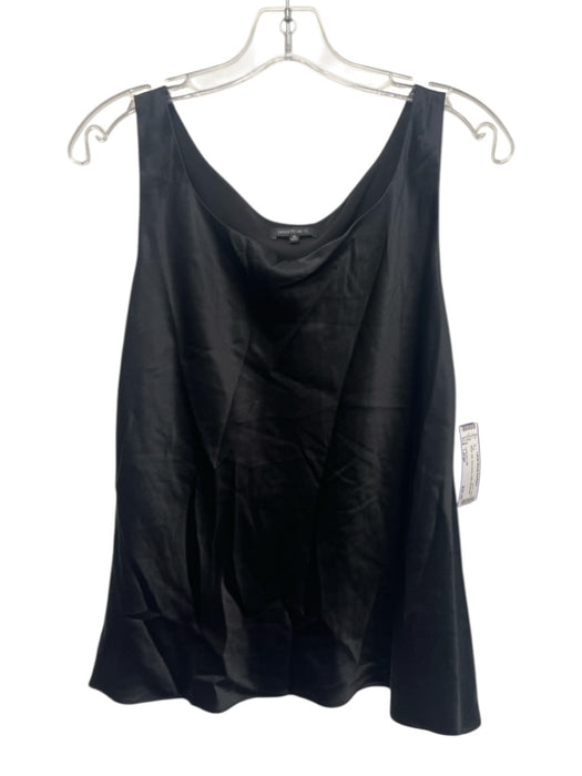 Lafayette 148 Size Large Black Silk Sleeveless Satin Top Black / Large