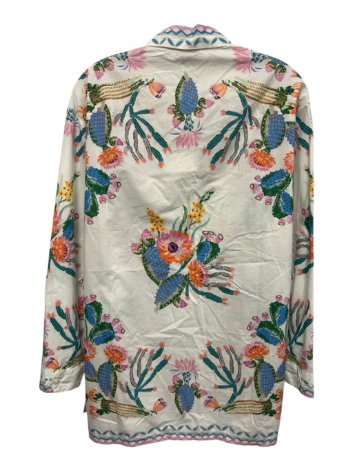 Banjanan Size Large Blue, Orange, White Cotton Long Sleeve Cactus Top Blue, Orange, White / Large