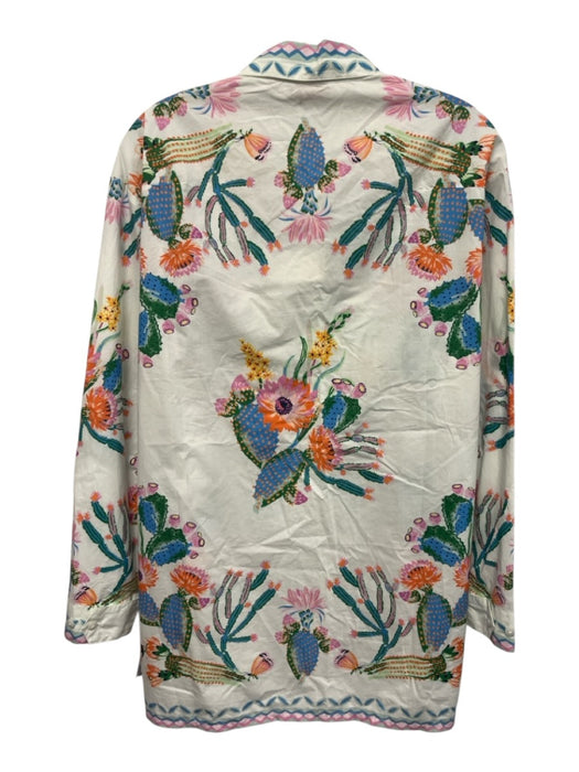Banjanan Size Large Blue, Orange, White Cotton Long Sleeve Cactus Top Blue, Orange, White / Large