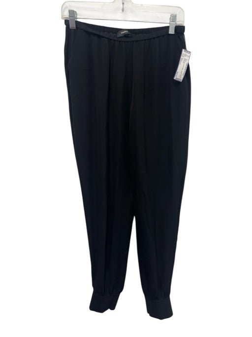 Theory Size Medium Black Silk Elastic Waist Jogger Sheer Pants Black / Medium