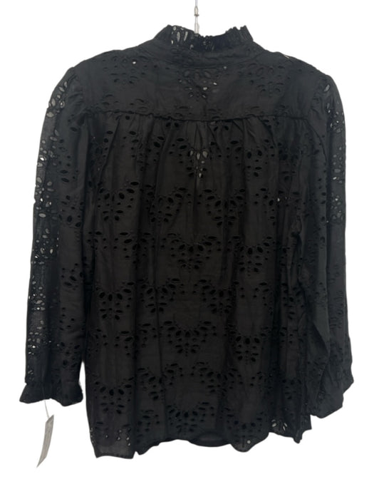 Catherine Malandrino Size Medium Black Cotton Long Sleeve Eyelet Cami Inc. Top Black / Medium