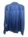 Elie Tahari Size Medium Blue Silk Long Sleeve Button Front Satin Collar Top Blue / Medium