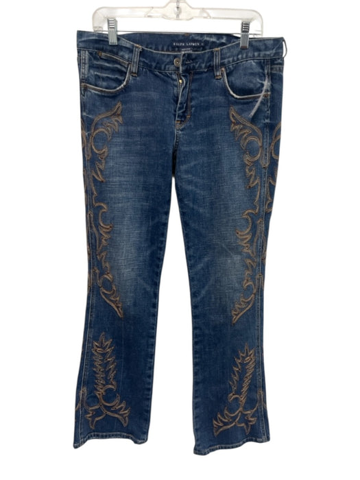 Ralph Lauren Size 31 Medium Wash Cotton Denim Mid Rise Embroidered Western Jeans Medium Wash / 31