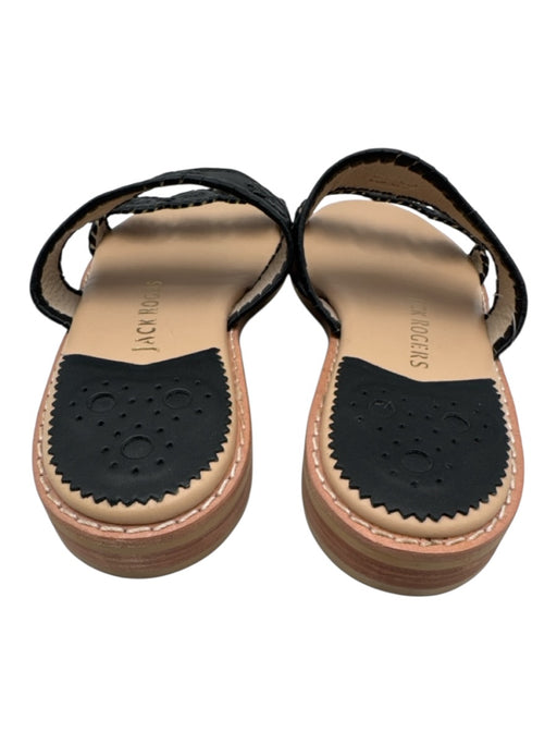 Jack Rogers Shoe Size 8.5 Black & Beige Leather Upper open toe Mule Sandals Black & Beige / 8.5