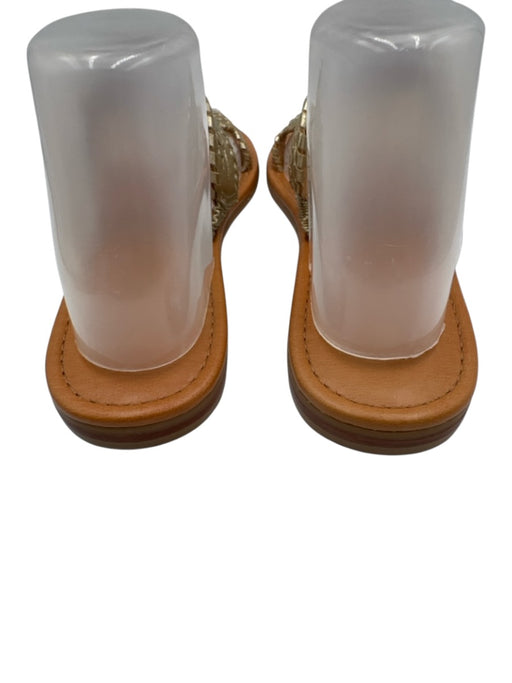 Jack Rogers Shoe Size 8.5 Gold & Brown Leather Upper open toe Whipstitch Sandals Gold & Brown / 8.5