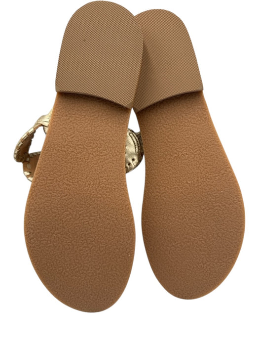 Jack Rogers Shoe Size 8.5 Gold & Brown Leather Upper open toe Whipstitch Sandals Gold & Brown / 8.5