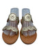 Jack Rogers Shoe Size 8.5 Gold & Brown Leather Upper open toe Whipstitch Sandals Gold & Brown / 8.5