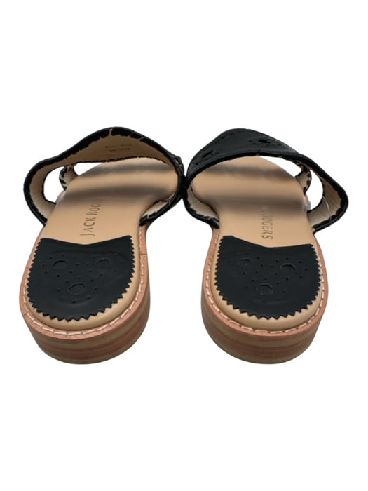 Jack Rogers Shoe Size 9 Black & Beige Leather Upper open toe Whipstitch Sandals Black & Beige / 9