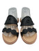 Jack Rogers Shoe Size 9 Black & Beige Leather Upper open toe Whipstitch Sandals Black & Beige / 9