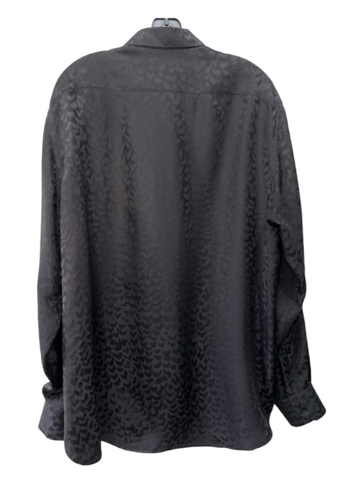 Saint Laurent Size 17 Black Silk Spotted Button Down Men's Long Sleeve Shirt 17
