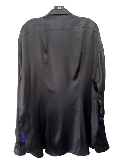 Saint Laurent Size 43 Black Silk Solid Button Down Men's Long Sleeve Shirt 43
