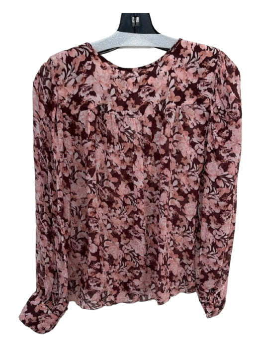 Velvet by Graham & Spencer Size S Pink & Brown Viscose Long Sleeve Floral Top Pink & Brown / S