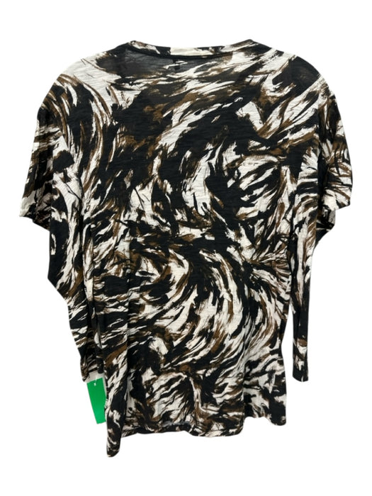 Proenza Schouler Size M White Brown Black Cotton Puff Shoulder Abstract Top White Brown Black / M