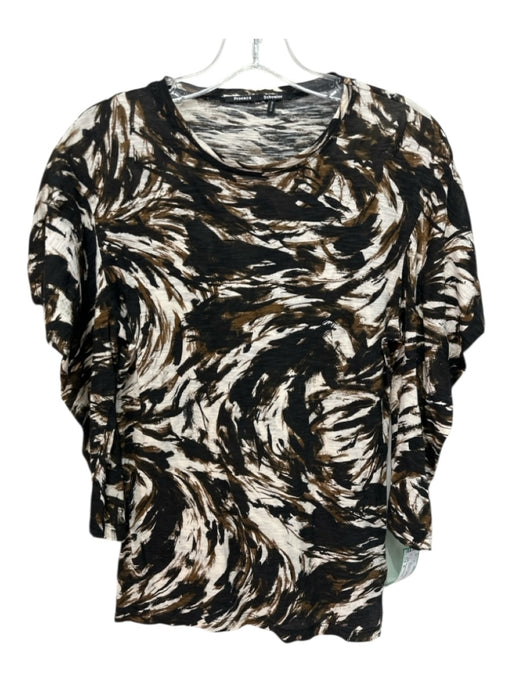 Proenza Schouler Size M White Brown Black Cotton Puff Shoulder Abstract Top White Brown Black / M
