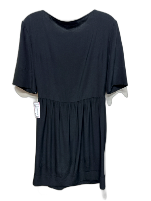 Stella McCartney Size 42/S Black Silk Short Sleeve Knee Length Waist tie Dress Black / 42/S