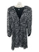 The Kooples Size 2 Black & White Viscose Blend Smocked Waist Band Abstract Dress Black & White / 2