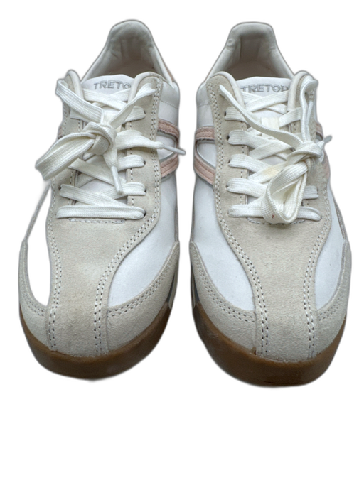 Tretorn Shoe Size 7.5 White, Beige, Pink Leather & Suede Color Block Sneakers White, Beige, Pink / 7.5