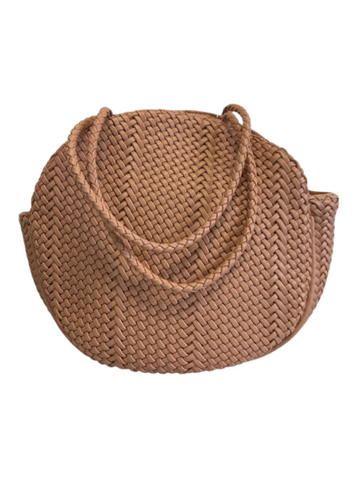 Anthropologie Tan Beige PU Leather Woven Shoulder Strap Pouch Inc. Tote Bag Tan Beige / L