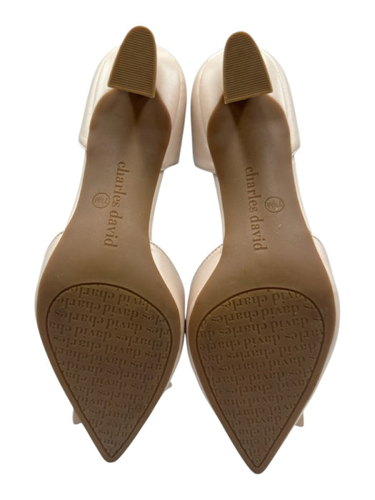 Charles David Shoe Size 7.5 Beige Synthetic D'Orsay Floral Applique Pumps Beige / 7.5