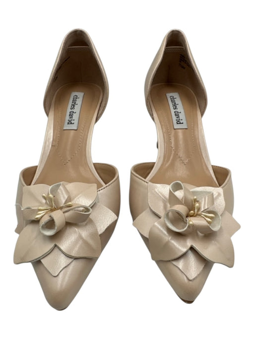 Charles David Shoe Size 7.5 Beige Synthetic D'Orsay Floral Applique Pumps Beige / 7.5