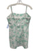 Avec Les Filles Size 10 Cream & Aqua Cotton Blend Seascape Spaghetti Strap Dress Cream & Aqua / 10