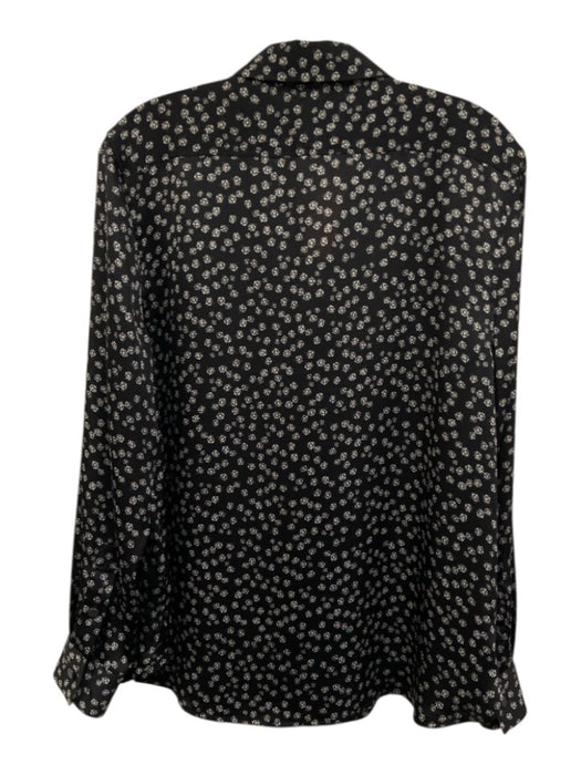 Equipment Size L Black & White Polyester Long Sleeve Floral Print Buttons Top Black & White / L