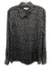 Equipment Size L Black & White Polyester Long Sleeve Floral Print Buttons Top Black & White / L