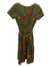 Carol Craig Size XS Green Red Yellow Pintuck Paisley Short Sleeve Dress Green Red Yellow / XS