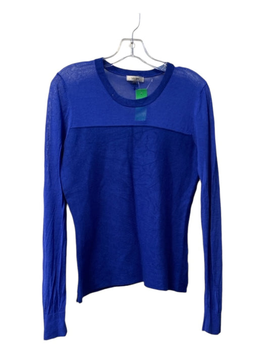 Tyler Boe Size Large Royal Blue Viscose Blend Long Sleeve Sheer Detail Top Royal Blue / Large