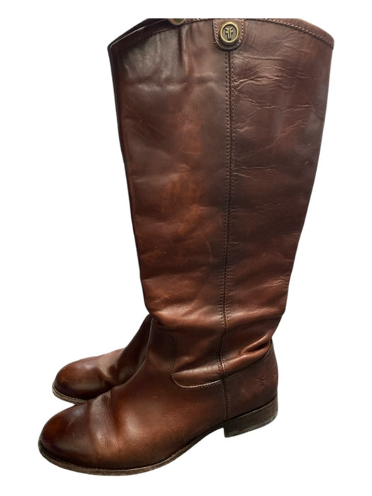 Frye Shoe Size EST 8 Brown Leather Knee High Almond Toe Low Heel Boots Brown / EST 8