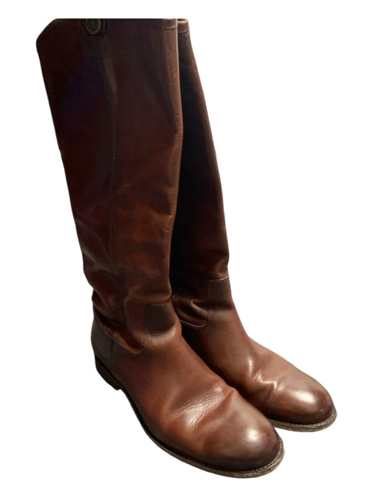 Frye Shoe Size EST 8 Brown Leather Knee High Almond Toe Low Heel Boots Brown / EST 8