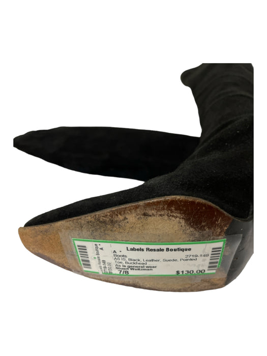 Stuart Weitzman Shoe Size 7/8 Black Leather Suede Pointed Toe Boots Black / 7/8