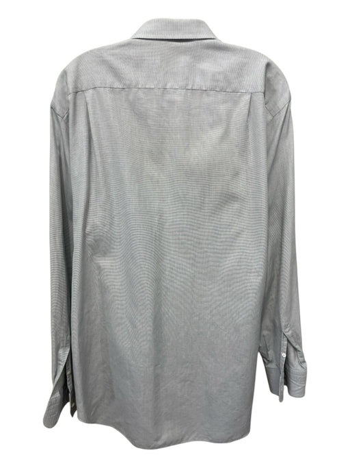 Zegna Size 17 Gray Cotton Micro Button up Men's Long Sleeve Shirt Gray / 17