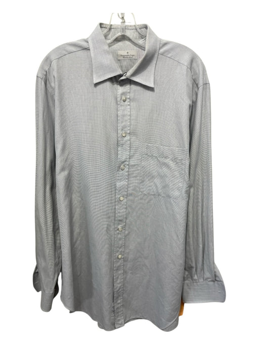 Zegna Size 17 Gray Cotton Micro Button up Men's Long Sleeve Shirt Gray / 17