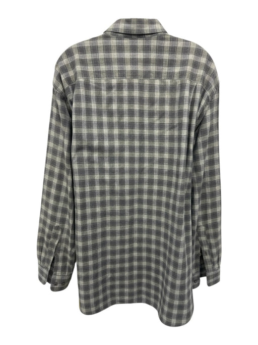 Brioni Size L Gray Cotton Blend Plaid Button Up Flannel Men's Long Sleeve Shirt Gray / L