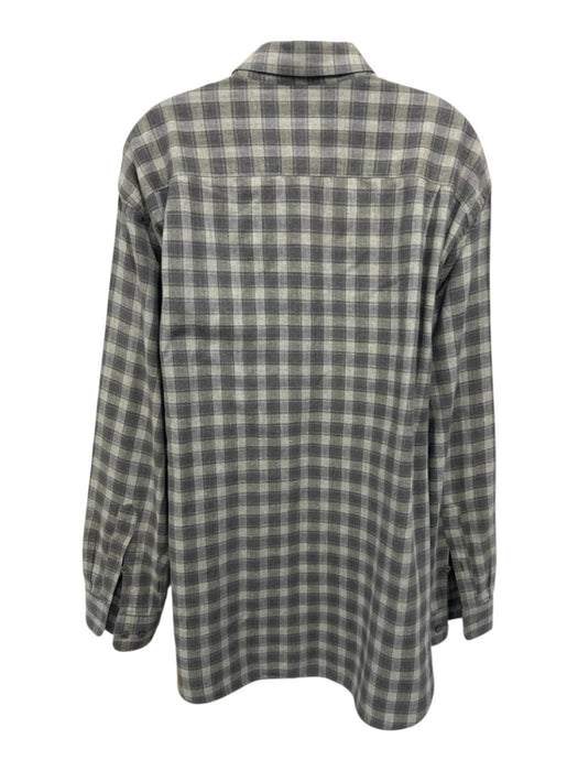 Brioni Size L Gray Cotton Blend Plaid Button Up Flannel Men's Long Sleeve Shirt Gray / L