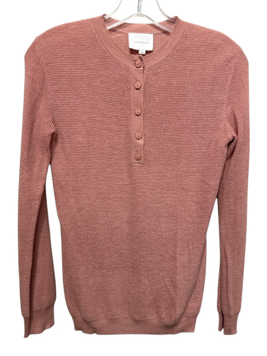 Sundays Size XS Pink Viscose Blend Long Sleeve Knit Henley Top Pink / XS